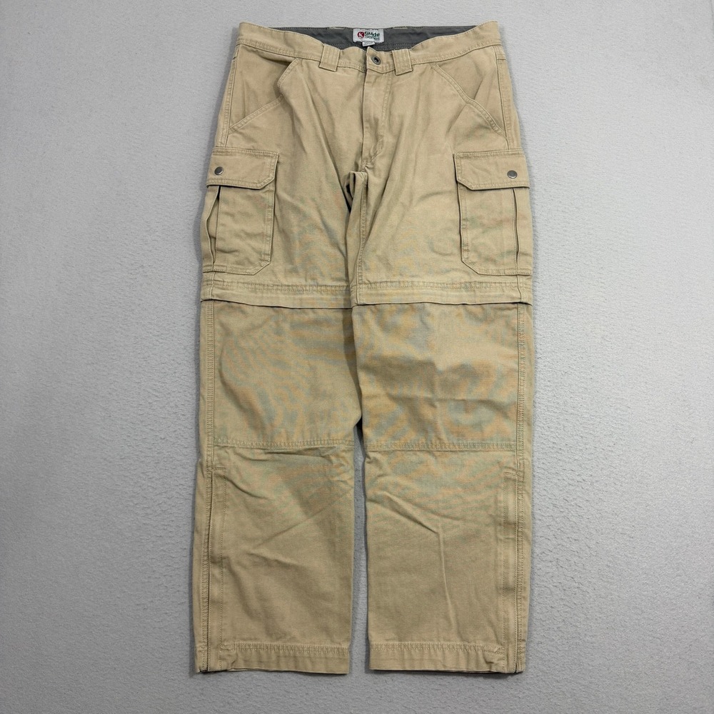 Vintage Guide Series Pants Men 34x30 Tan Convertible Cargo Hiking Outdoor Cotton